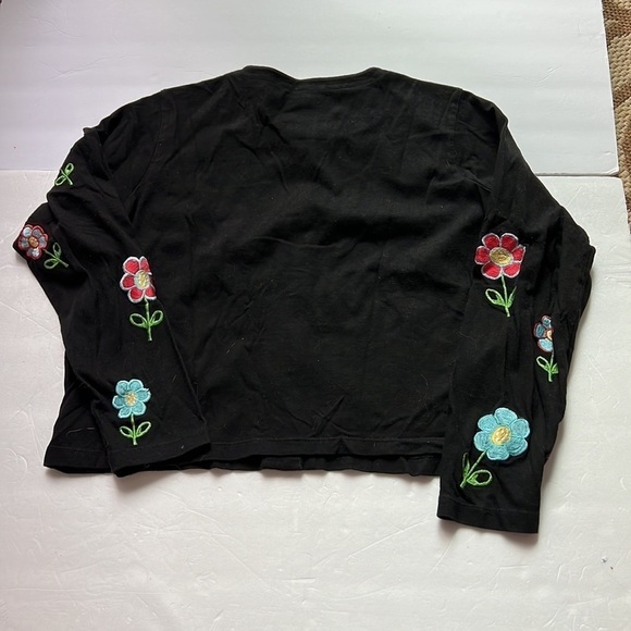 Michael Simon lite Button Cardigan embroidered flowers and flamingos sz S - Picture 7 of 8
